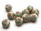 10 12mm Yellow Red and Green Polymer Clay Round Floral Beads